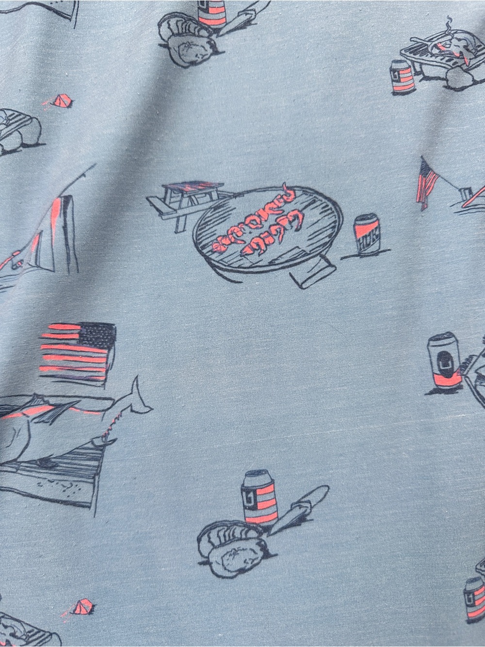 Huk Short-Sleeve Button-Down Shirt in Blue with Red American Accent Print - Picture 5 of 11